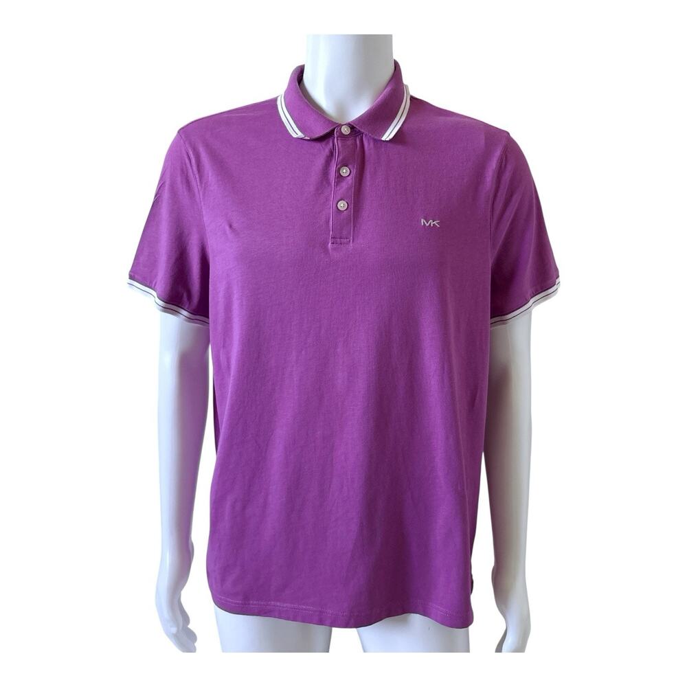 MICHAEL KORS Mens Size XL Fits Large Purple Short Sleeve Collared Polo Shirt